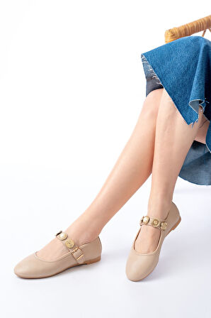 İNF-6363  Nut Baret Tokalı Günlük Kadın Ayakkabı