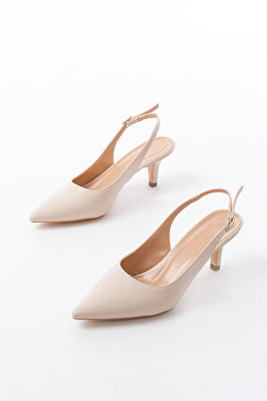 ST-1152 Bej Günlük 7 cm Topuklu Kadın Ayakkabı