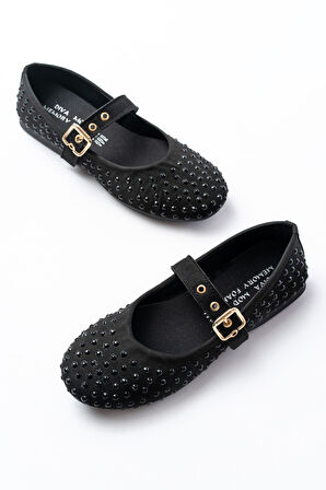 DM-6020 Siyah Troklu Baret Tokalı Günlük Kadın Babet