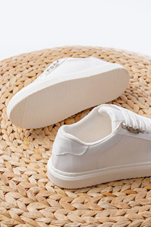 P-910 Beyaz Bağcıklı Taban Dikişli Günlük Kadın Spor