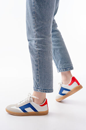 M-5007 Beyaz Garni  Bağcıklı Termo Taban Günlük Kadın Spor