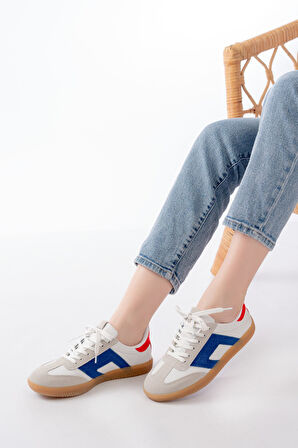 M-5007 Beyaz Garni  Bağcıklı Termo Taban Günlük Kadın Spor