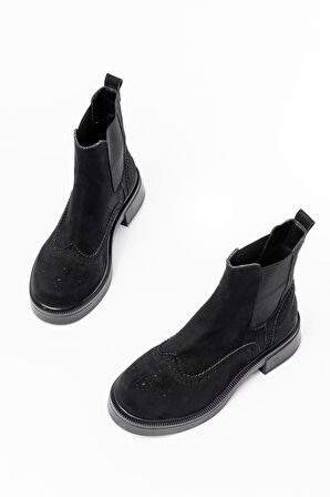 02-2002 Siyah Süet Lastikli Günlük Kadın Bot