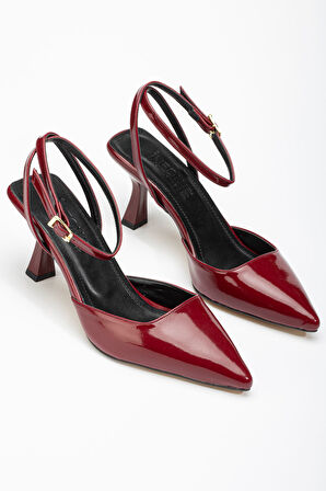 ST-004 Bordo Rugan Günlük 7 cm Topuklu Kadın Ayakkabı