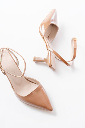 ST-004 Vizon Rugan Günlük 7 cm Topuklu Kadın Ayakkabı