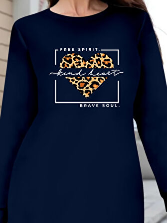 Kadın Uzun Kollu Bisiklet Yaka Desenli Viskon Iki Iplik Bluz