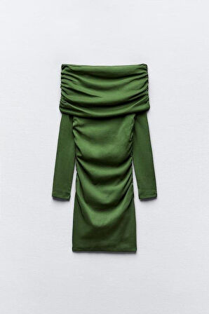 Kadın Madonna Mendil Yaka Fırsat ürün Büzgülü Mini Elbise