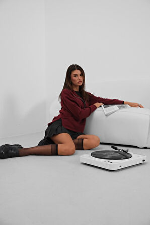 Fermuar Ve Dikiş Detaylı Sweatshirt