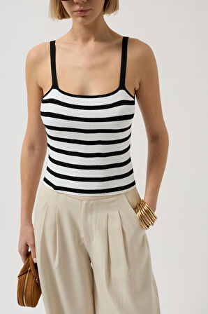 Çizgili Askılı Bluz