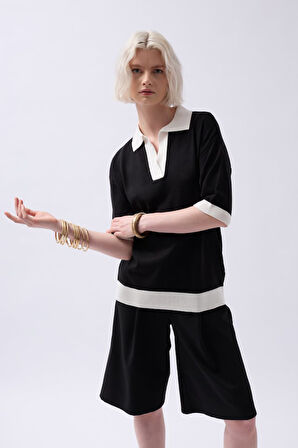 V Yaka Dokulu T-Shirt