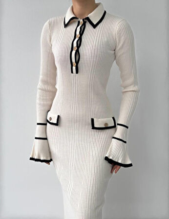 Wale Cep Detaylı Elbise