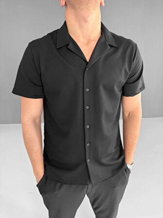 İki İplik Kumaş Gömlek - Siyah