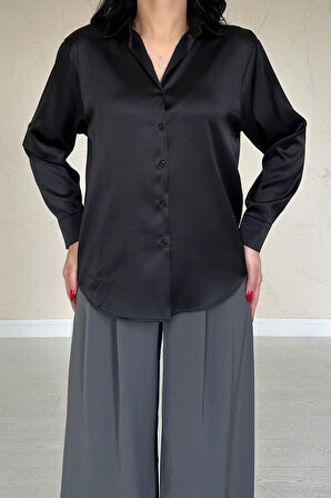 Siyah Saten Gömlek