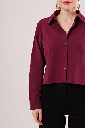 Ön Dikiş Detaylı Bordo Gömlek