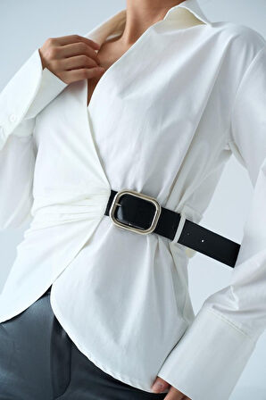 Kemerli Gömlek - Ekru