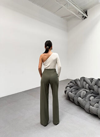 230 Gr Poly Viscose Lycra Metal Düğme Palazzo Pantolon