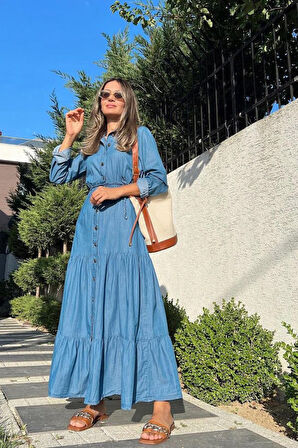 Mavi Gömlek Elbise