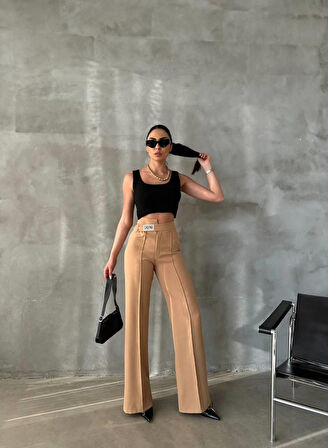 DREAMS ETİKETLİ PALAZZO PANTOLON - Bej