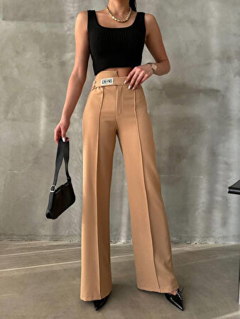 DREAMS ETİKETLİ PALAZZO PANTOLON - Bej