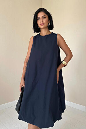 Lacivert Comfort Balon Elbise