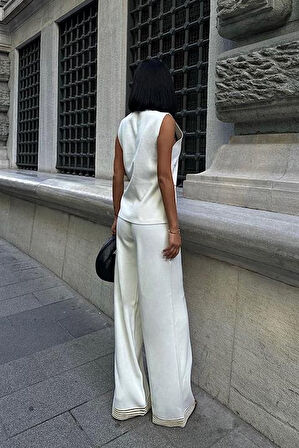 Paulo Gold Düğmeli Yelek Pantolon Takım 9976