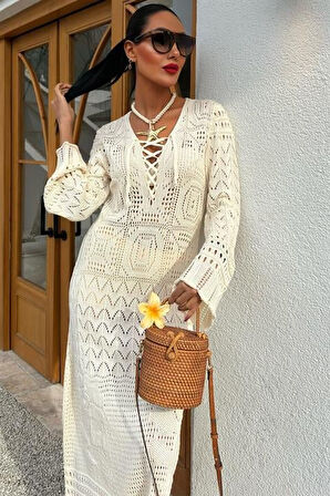 Birit Detaylı Ajurlu Elbise 2838