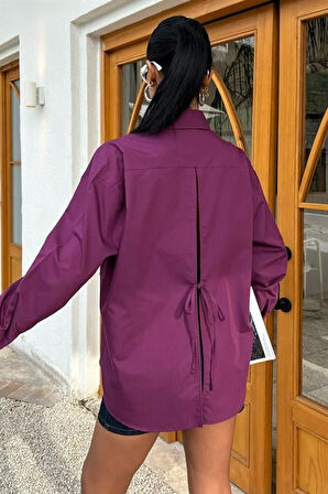 Süzine Cepli Arkası Yırtmaçlı Oversize Gömlek 3420