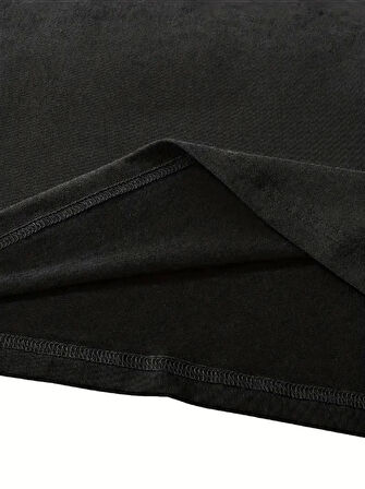 Fiyonk Baskılı Siyah Oversize Unisex T-shirt- Siyah