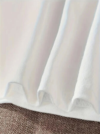 Baskılı Oversize Bisiklet Yaka T-shirt - Beyaz