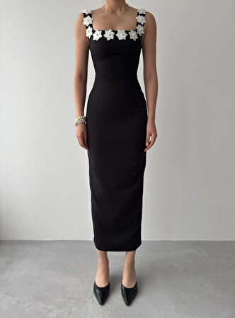 Mıng Çiçek Detaylı Elbise