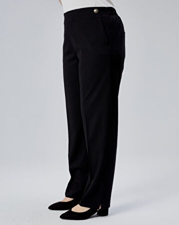 Dekorati̇f Düğmeli̇ Arka Bel Lasti̇kli̇ Büyük Beden Pantolon