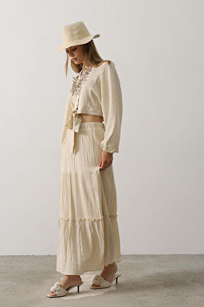 Balon Kollu Etekli Kaş Takım - Taş