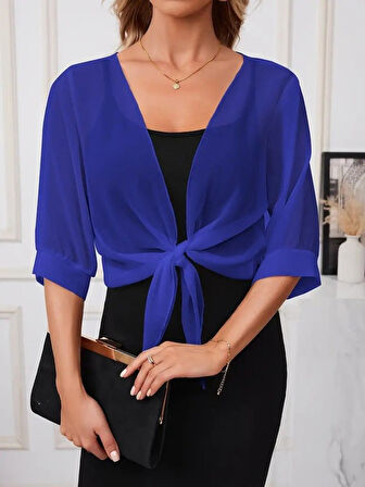 Kadın Truvakar Kol önden Bağlamalı Kısa şifon Bolero Ceket