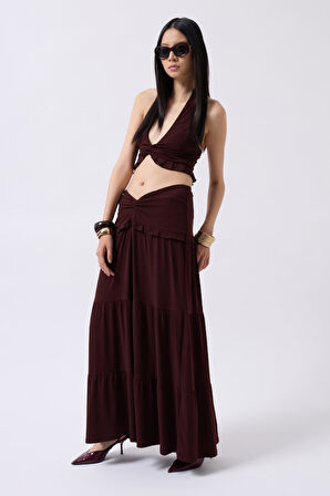 Düğüm Detay Fırfırlı Crop