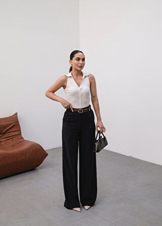 Keten Kemerli̇ Ve Dökümlü Palazzo Pantolon (Kemer Dahi̇l)