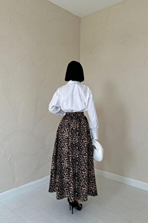 Leopar Leopar Büzgülü Uzun Etek