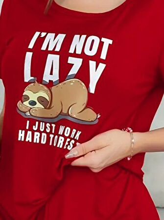 Kadın Kısa Kollu Bisiklet Yaka Baskılı Viskon Bluz Ve şort Ikili Takım