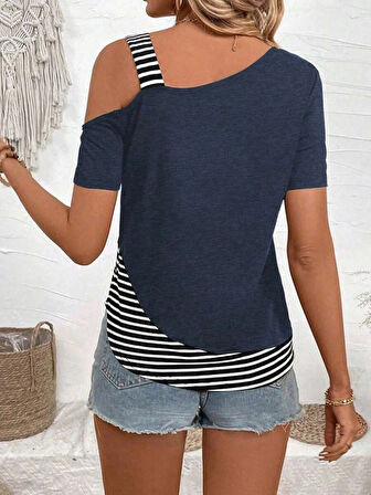 Kadın Kısa Kollu Omuzdan Askılı Viskon Bluz