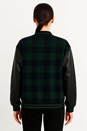 Kolları Suni Deri Içi Astarlı Oduncu Kolej Içi Ceket - Haki