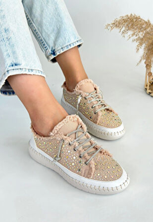 Guji Bej Kot Bağcıklı Spor Ayakkabı