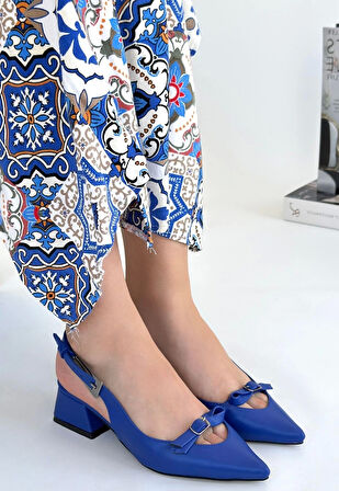 Rewat Mavi Cilt Topuklu Ayakkabı