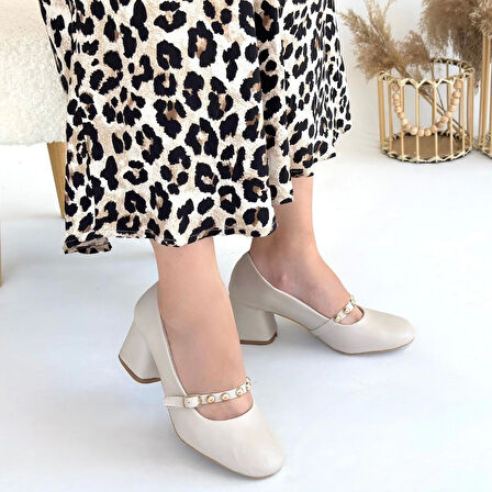 Tino Bej Cilt Topuklu Ayakkabı