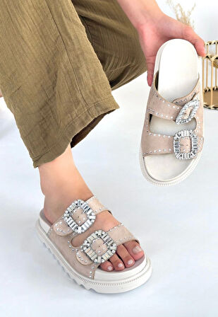 Juana Bej Nubuk Taşlı Terlik