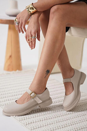 Yokox Bej Cilt Oxford Ayakkabı