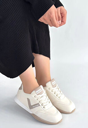 Jowen Bej Cilt Vizon Detaylı Bağcıklı Spor Ayakkabı