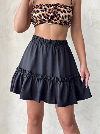 Çingene keten etek siyah s24808