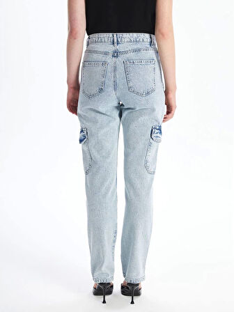 Kargo cep kar yıkama jeans pantolon