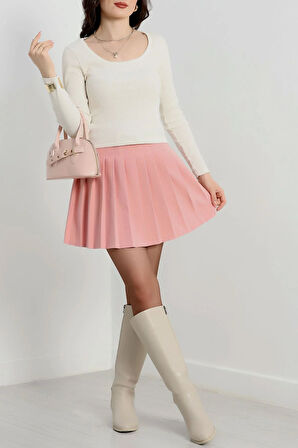 U yaka kaşkorse bluz beyaz A132