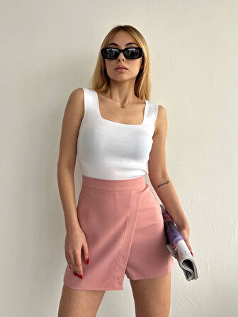 Kapaklı şort etek pudra s208