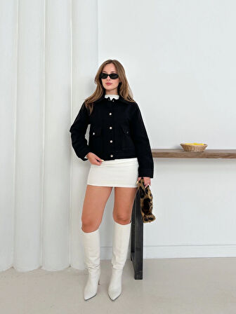 Zr model kaşe ceket siyah st255807